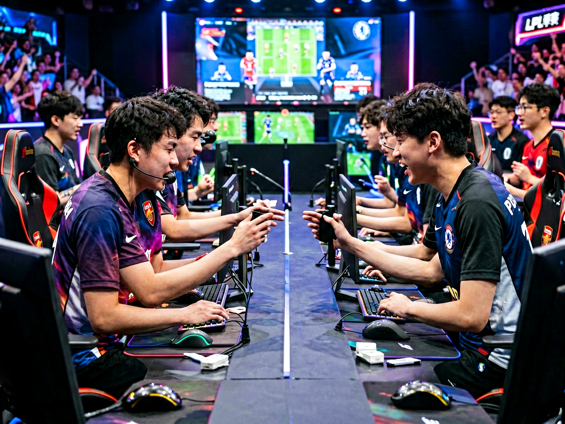 电竞比赛现场,选手在激烈对抗